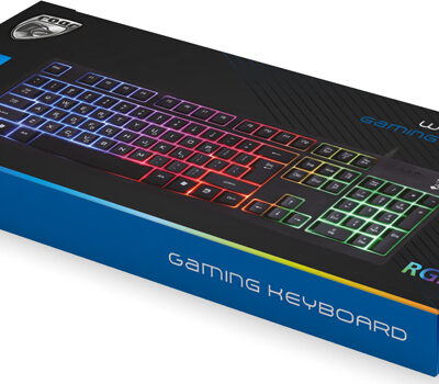 ROAR gaming πληκτρολόγιο, ενσύρματο, αθόρυβα πλήκτρα, RGB, μαύρο