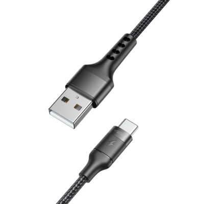 Veger Braided Καλώδιο 5A Φόρτισης και Δεδομένων USB 2.0 σε Type-C 1.2m - Μαύρο