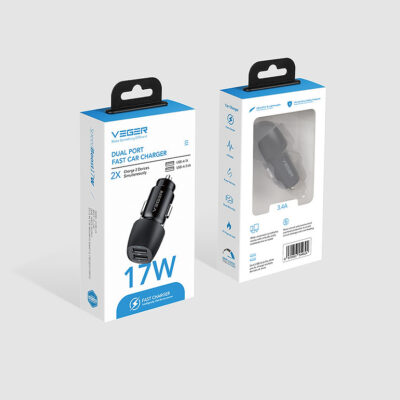 Veger Φορτιστής Αυτοκινήτου με 2 Θύρες Usb 2A - Μαύρο