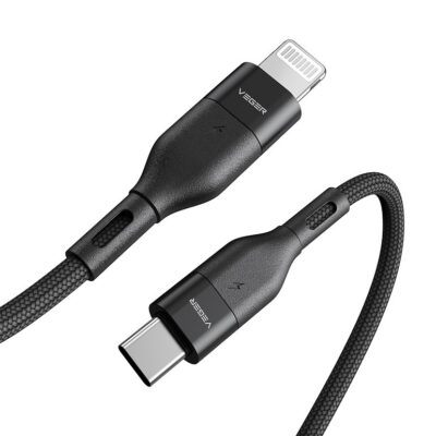 Καλώδιο της εταιρείας Veger με ακροδέκτες USB-C και lightning για τη φόρτιση του iPhone σου και για συγχρονισμό και μεταφορά δεδομένων μεταξύ κινητού και υπολογιστή. Εξασφαλίζει ταχύτητα φόρτισης maximum 3A. Είναι καλυμμένο με πλεκτό ύφασμα για να αποτρέπει τα ενοχλητικά μπερδέματα και τους κόμπους, καθιστώντας το ανθεκτικό στη χρήση και στα τραβήγματα. Μήκος: 1.2m Έκδοση USB: USB 2.0