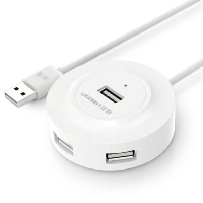 Ugreen CR106 USB 2.0 Hub 4 Θυρών με σύνδεση USB-A Λευκό