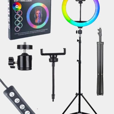 RGB Ring Light RGB 33cm 3000-6000K με Τρίποδο Δαπέδου με υψος εως 1,80m και Βάση για Κινητό