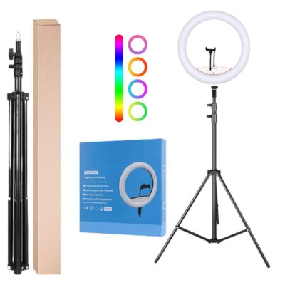 RGB Ring Light RGB 36cm 3000-6000K με Τρίποδο Δαπέδου με υψος εως 1,80m και Βάση για Κινητό.