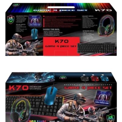 KR Game Set K50-K70 Σετ Gaming Πληκτρολόγιο με RGB φωτισμό & Ποντίκι (Αγγλικό US)