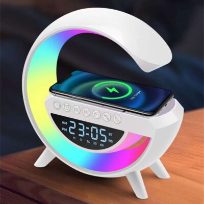 Ηχείο Bluetooth RGB με Οθόνη LED+Ρολόι+Ασύρματη Φόρτιση+Ξυπνητήρι+Ράδιο (LED, AUX, USB, FM, microSD) 