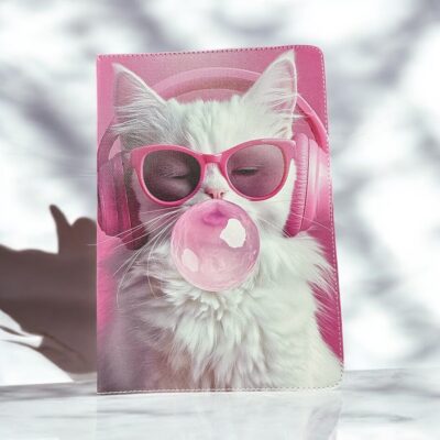 Pink Cat Universal Flip Cover Δερματίνης για Tablet (9"-11")